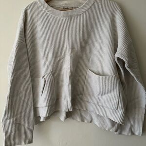 Madewell White Crew Neck Ribbed Sweater